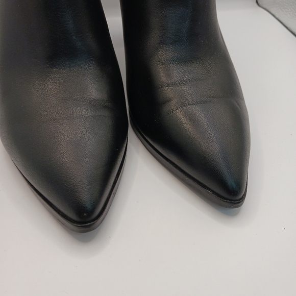 Paige Black Kenna Ankle Heel Booties Sz 7 Womens Leather Point Toe - Picture 4 of 12